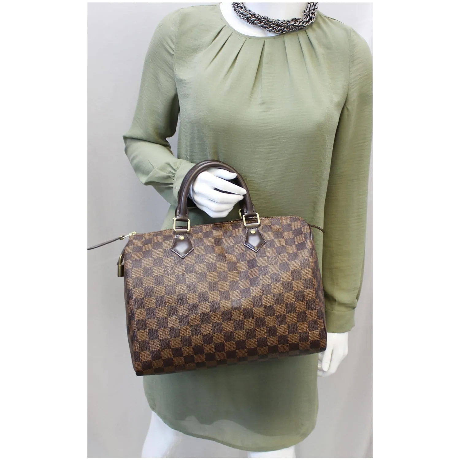 Louis Vuitton Speedy 30 Damier Ebene Satchel Bag Brown