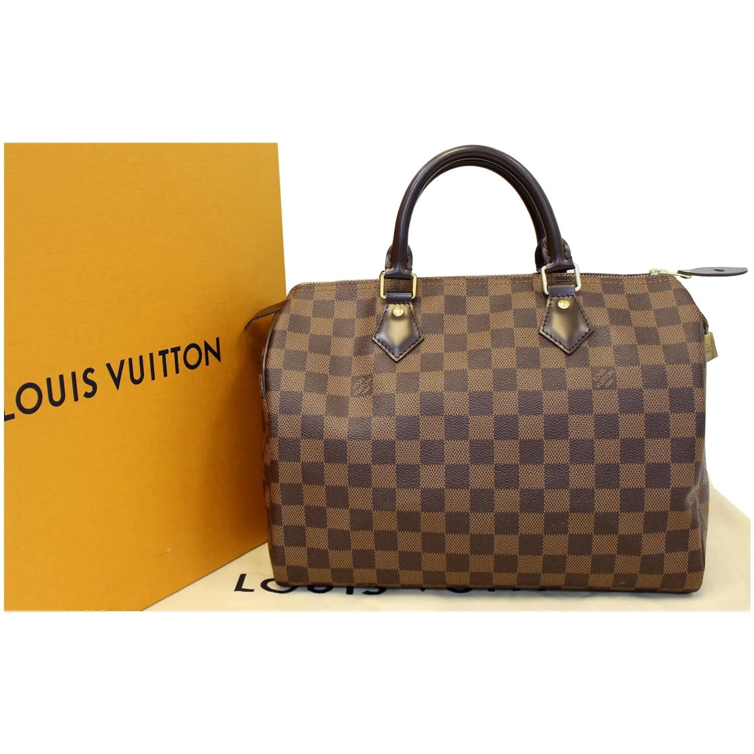 Louis Vuitton Speedy 30 Damier Ebene Satchel Bag Brown