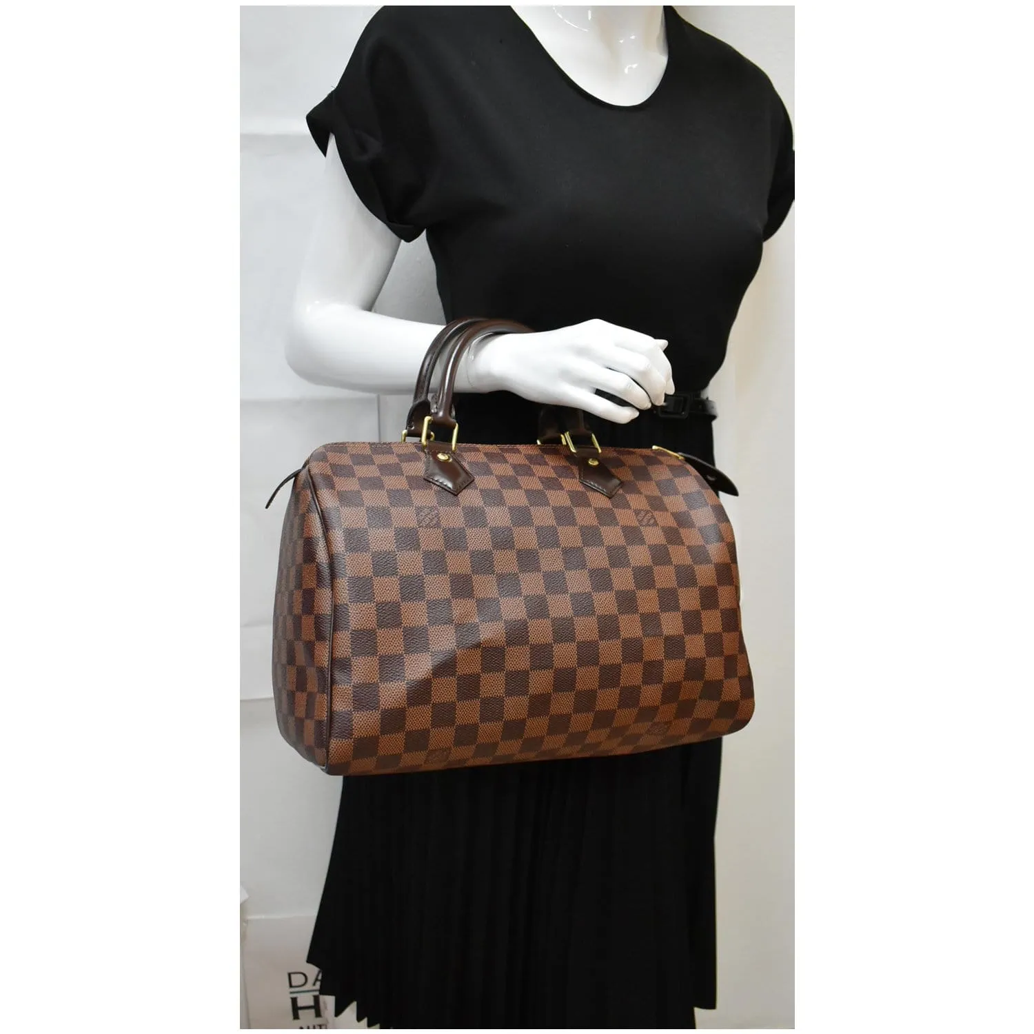 LOUIS VUITTON Speedy 30 Damier Ebene Satchel Bag Brown
