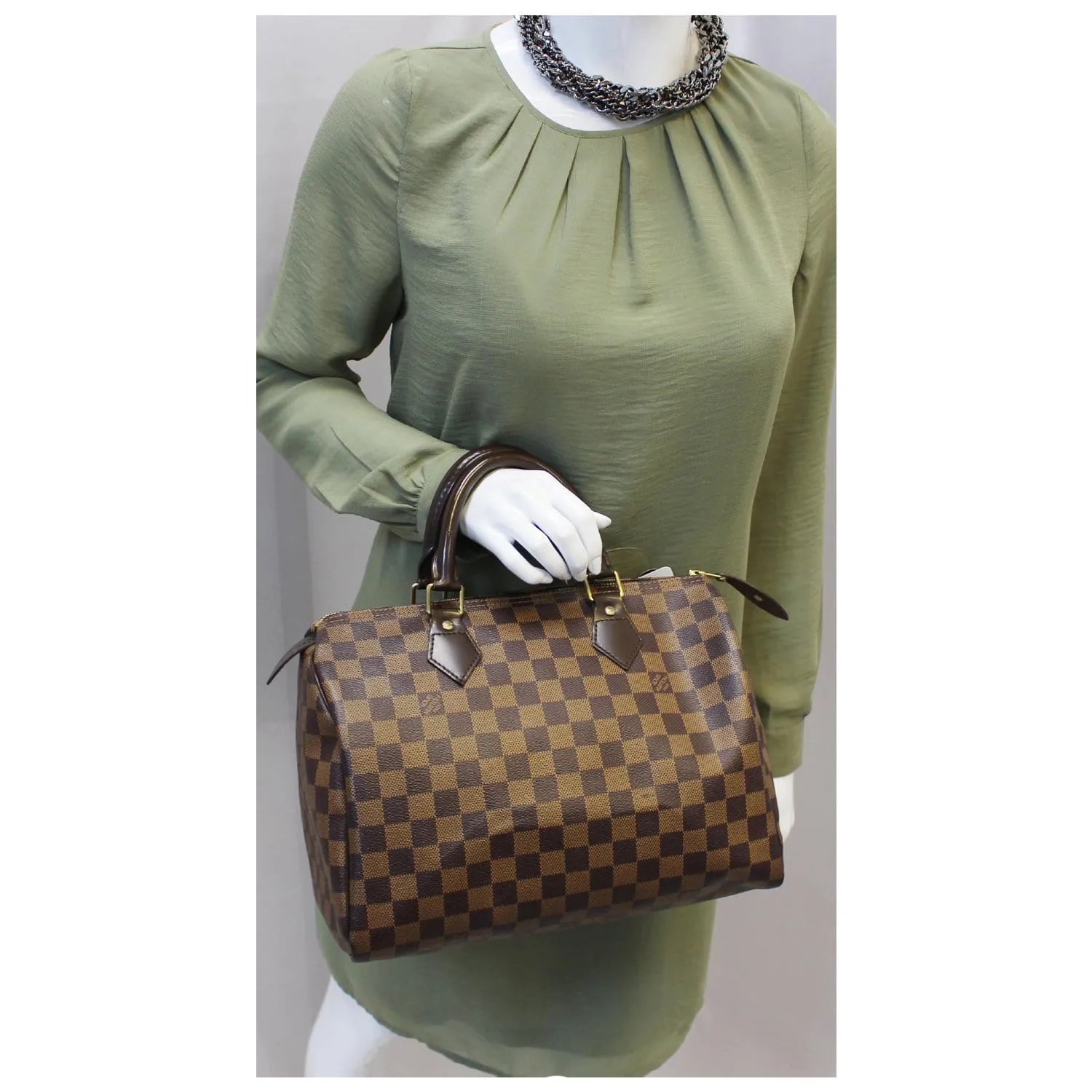 LOUIS VUITTON Speedy 30 Damier Ebene Satchel Handbag