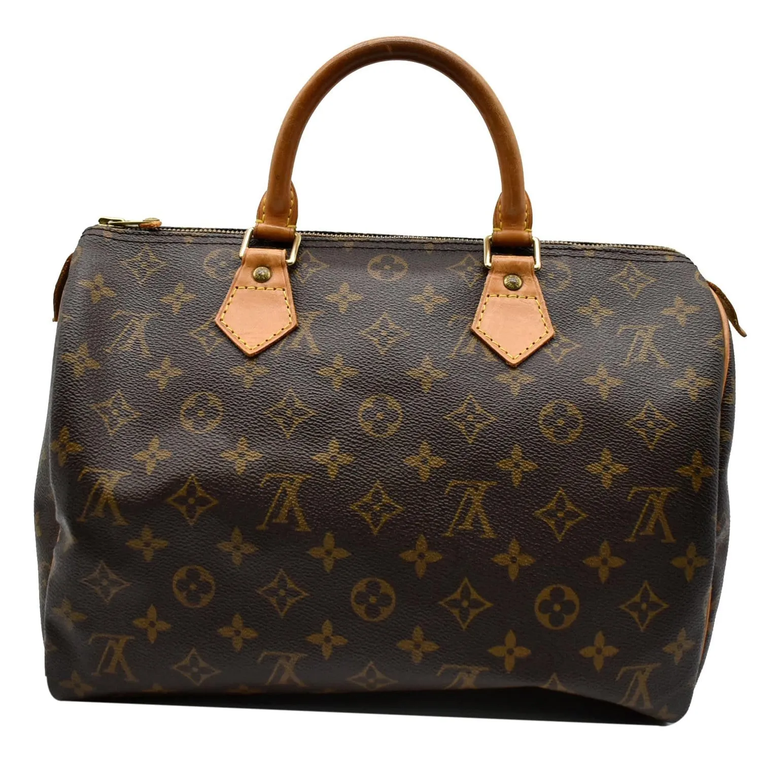 LOUIS VUITTON Speedy 30 Monogram Canvas Satchel Bag Brown