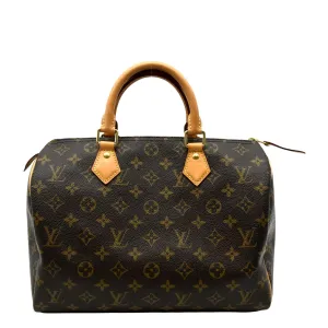 LOUIS VUITTON Speedy 30 Monogram Canvas Satchel Bag Brown
