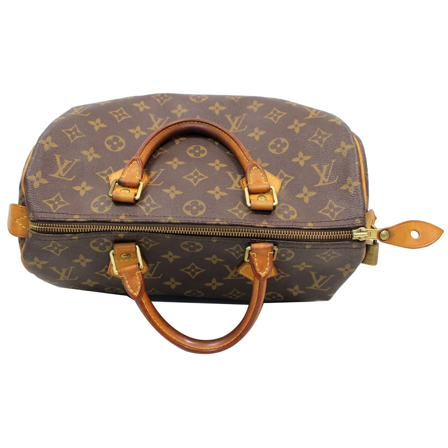 Louis Vuitton Speedy 30 Monogram Canvas Satchel Bag Brown