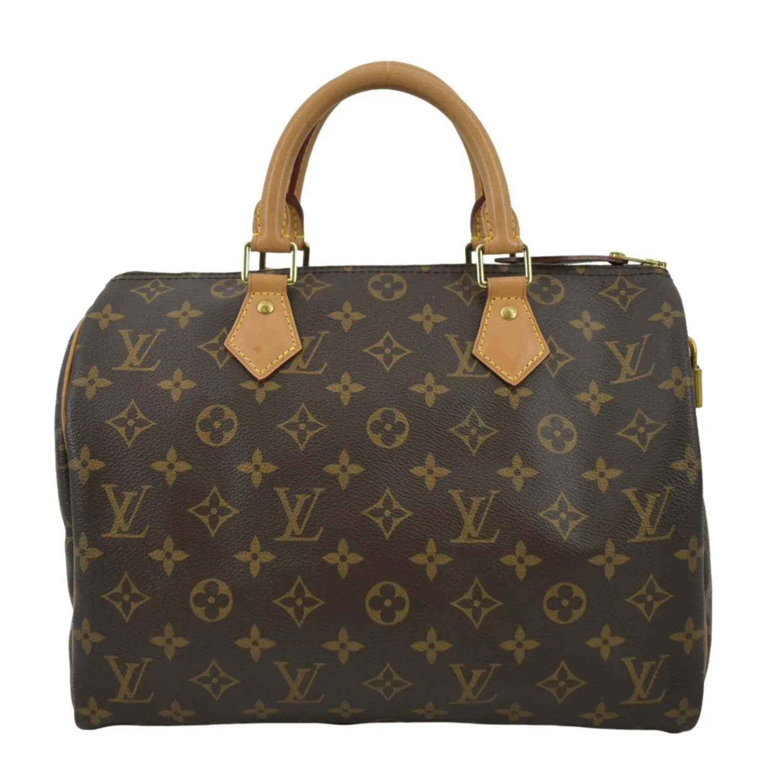 LOUIS VUITTON Speedy 30 Monogram Canvas Satchel Bag Brown