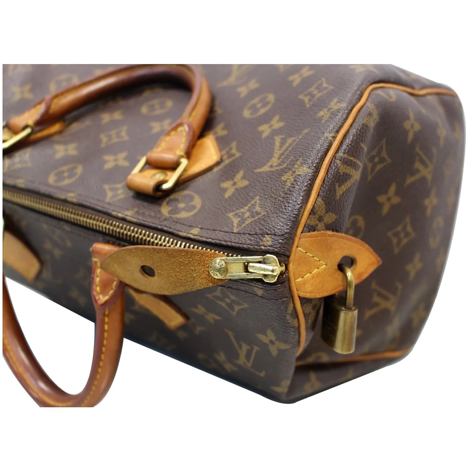 Louis Vuitton Speedy 30 Monogram Canvas Satchel Bag Brown