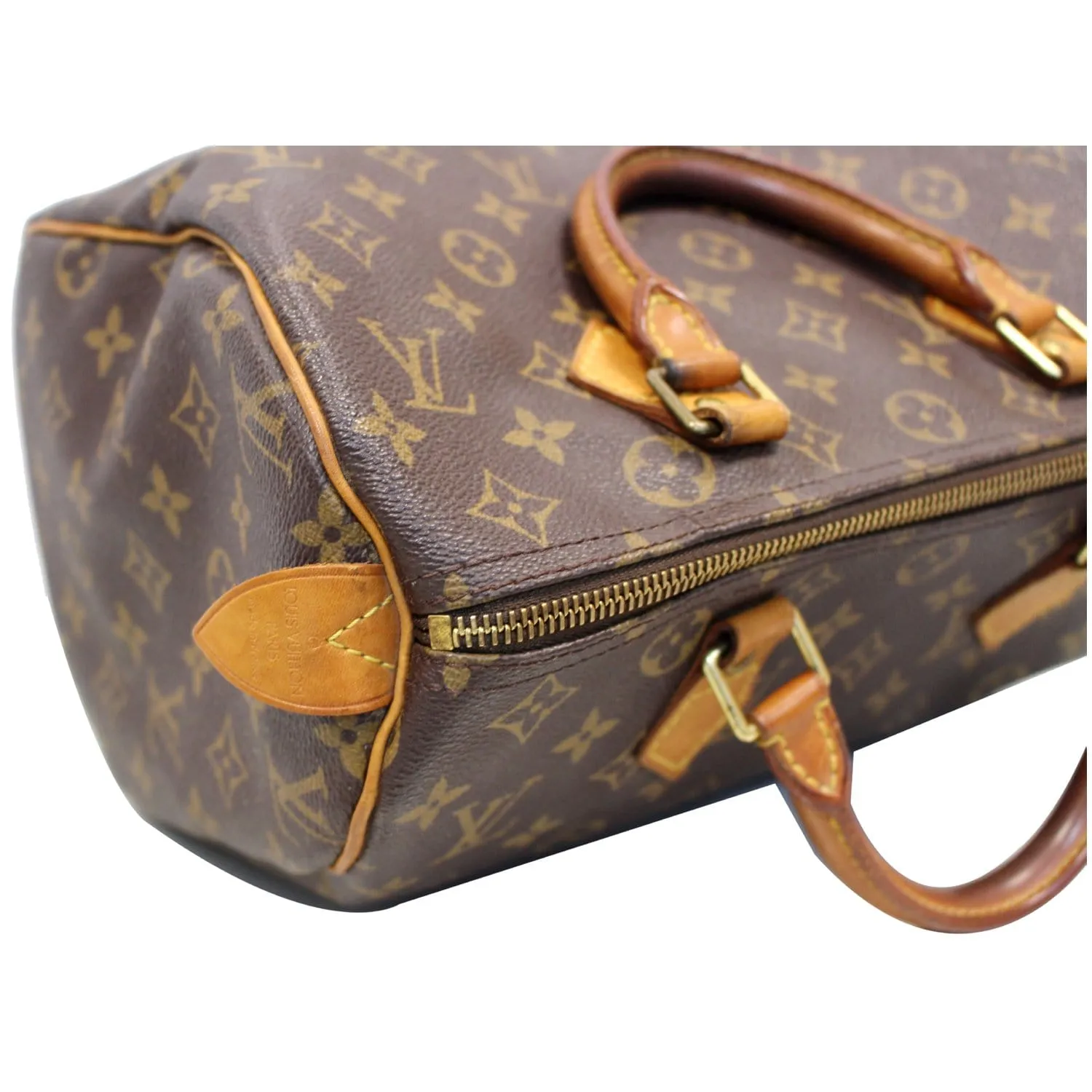 Louis Vuitton Speedy 30 Monogram Canvas Satchel Bag Brown