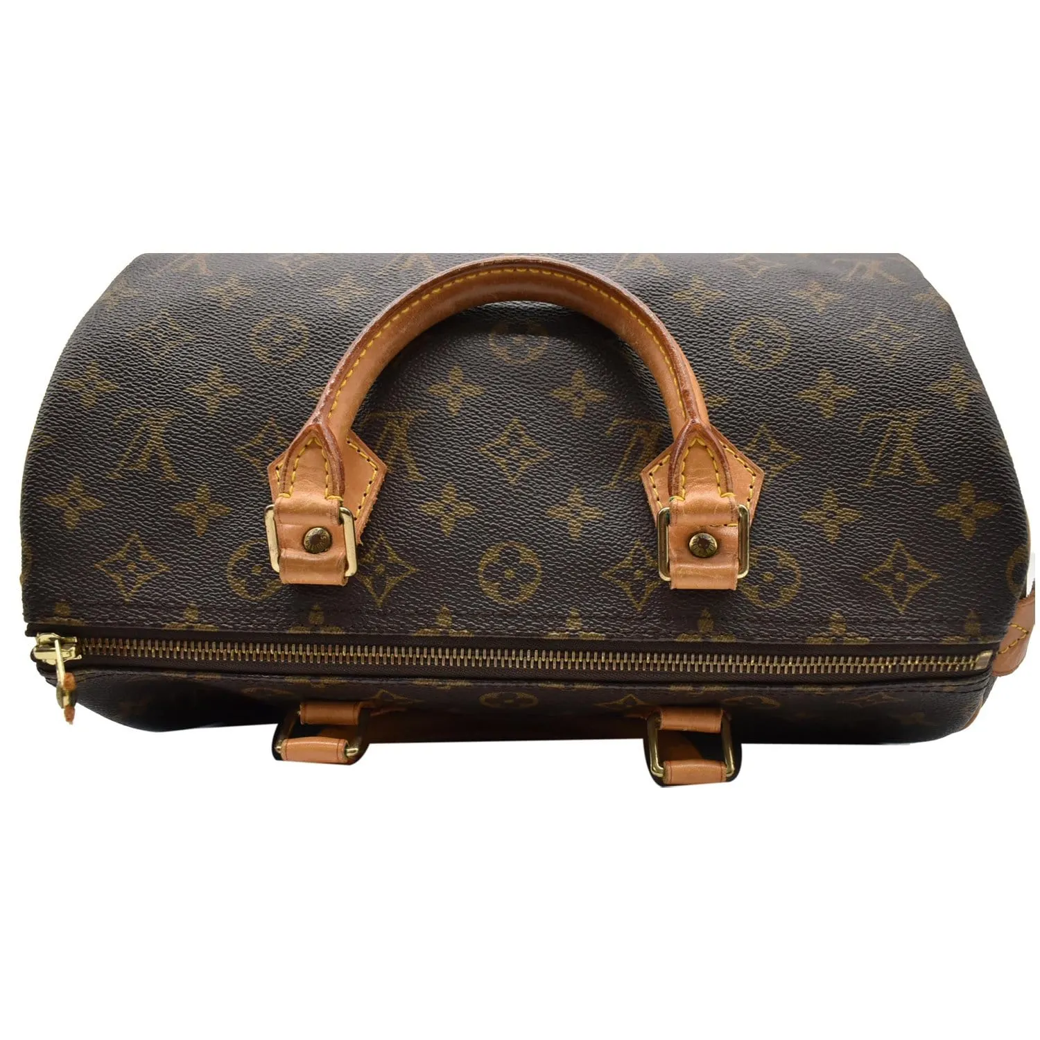 LOUIS VUITTON Speedy 30 Monogram Canvas Satchel Bag Brown