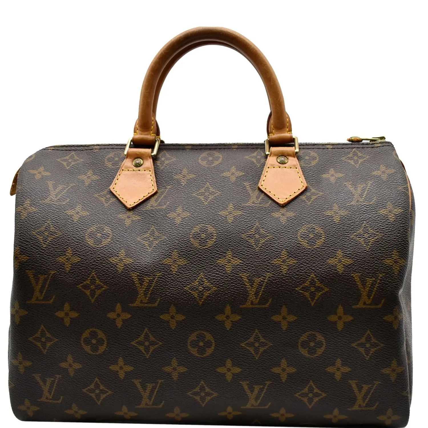 LOUIS VUITTON Speedy 30 Monogram Canvas Satchel Bag Brown