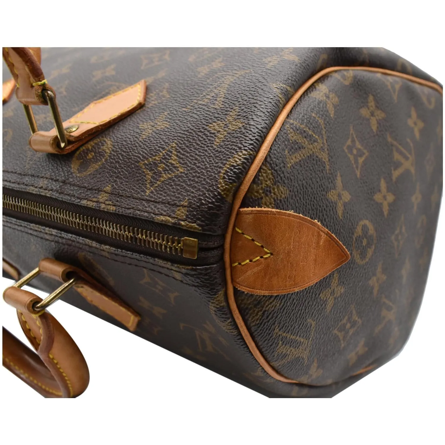 LOUIS VUITTON Speedy 30 Monogram Canvas Satchel Bag Brown