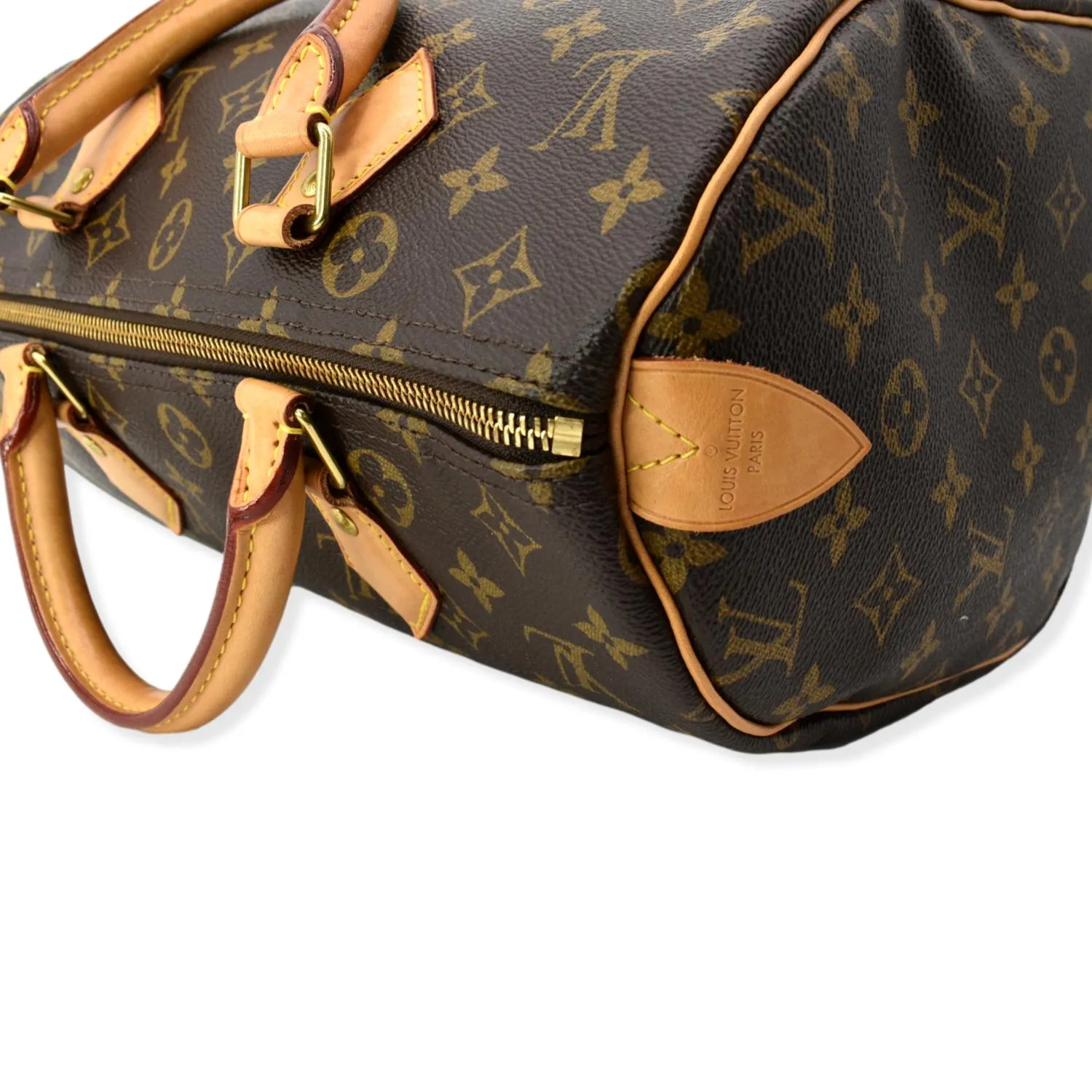 LOUIS VUITTON  Speedy 30 Monogram Canvas Satchel Bag Brown