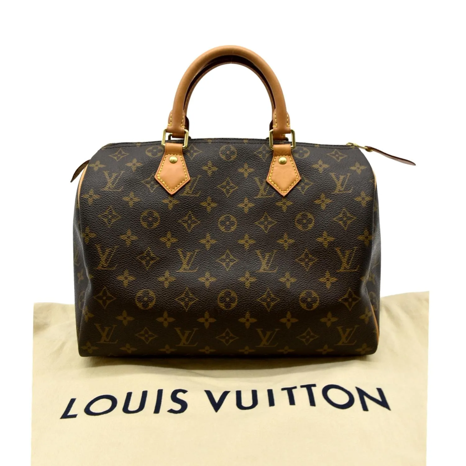 LOUIS VUITTON Speedy 30 Monogram Canvas Satchel Bag Brown