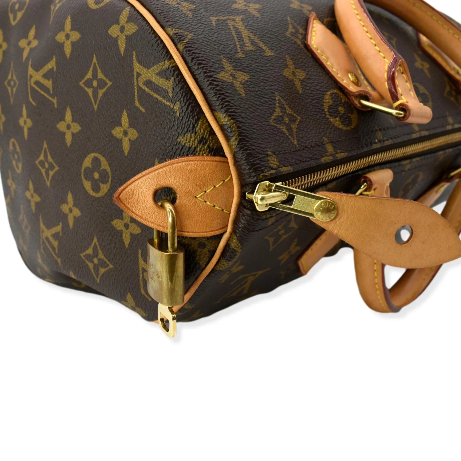 LOUIS VUITTON  Speedy 30 Monogram Canvas Satchel Bag Brown