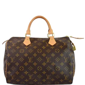 LOUIS VUITTON Speedy 30 Monogram Canvas Shoulder Bag Brown