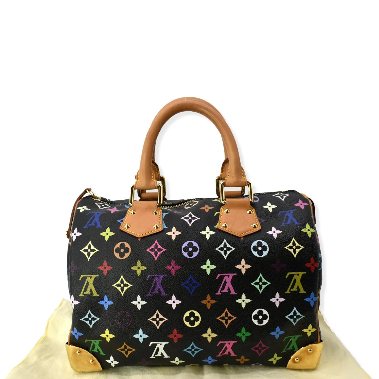 LOUIS VUITTON Speedy 30 Monogram Multicolor Canvas Satchel Bag Black