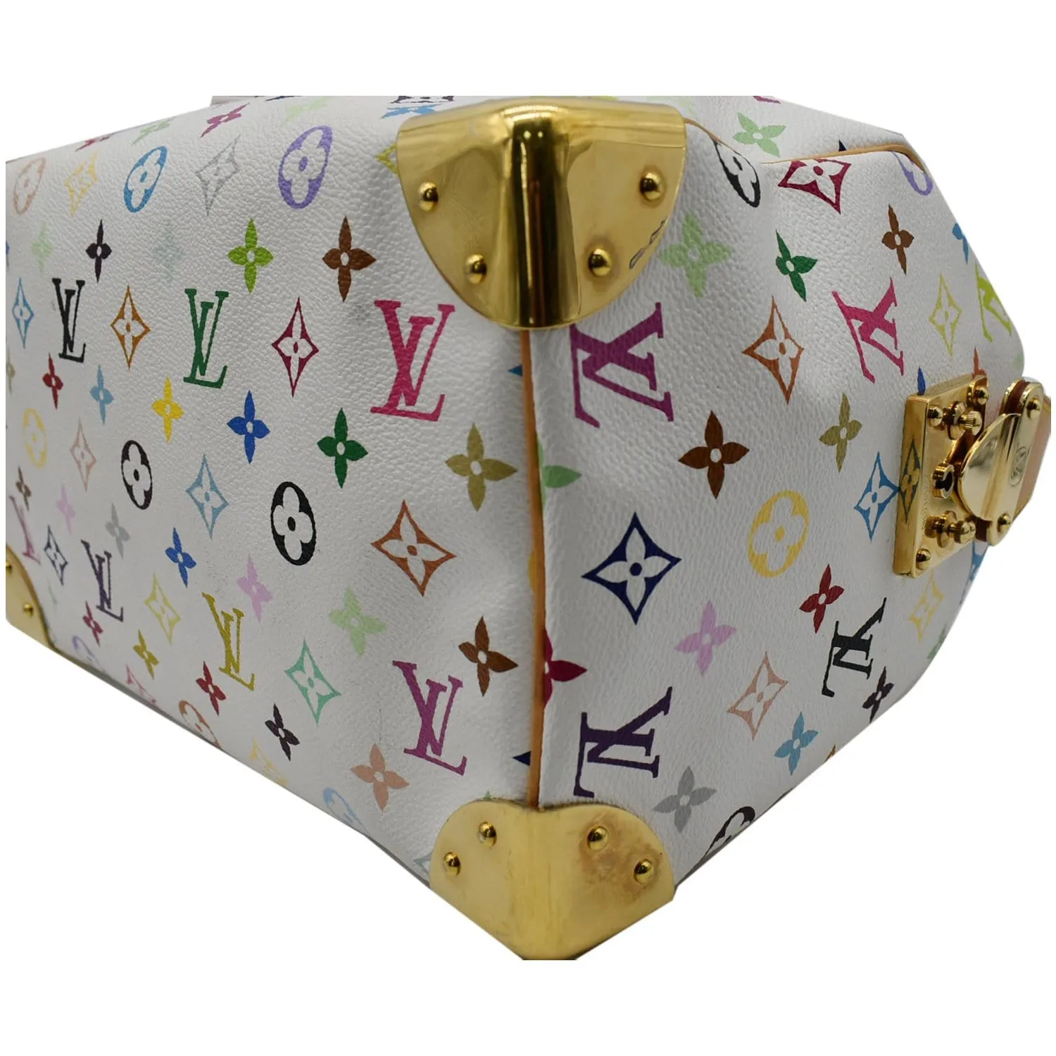 LOUIS VUITTON Speedy 30 Monogram Multicolor Satchel Bag White