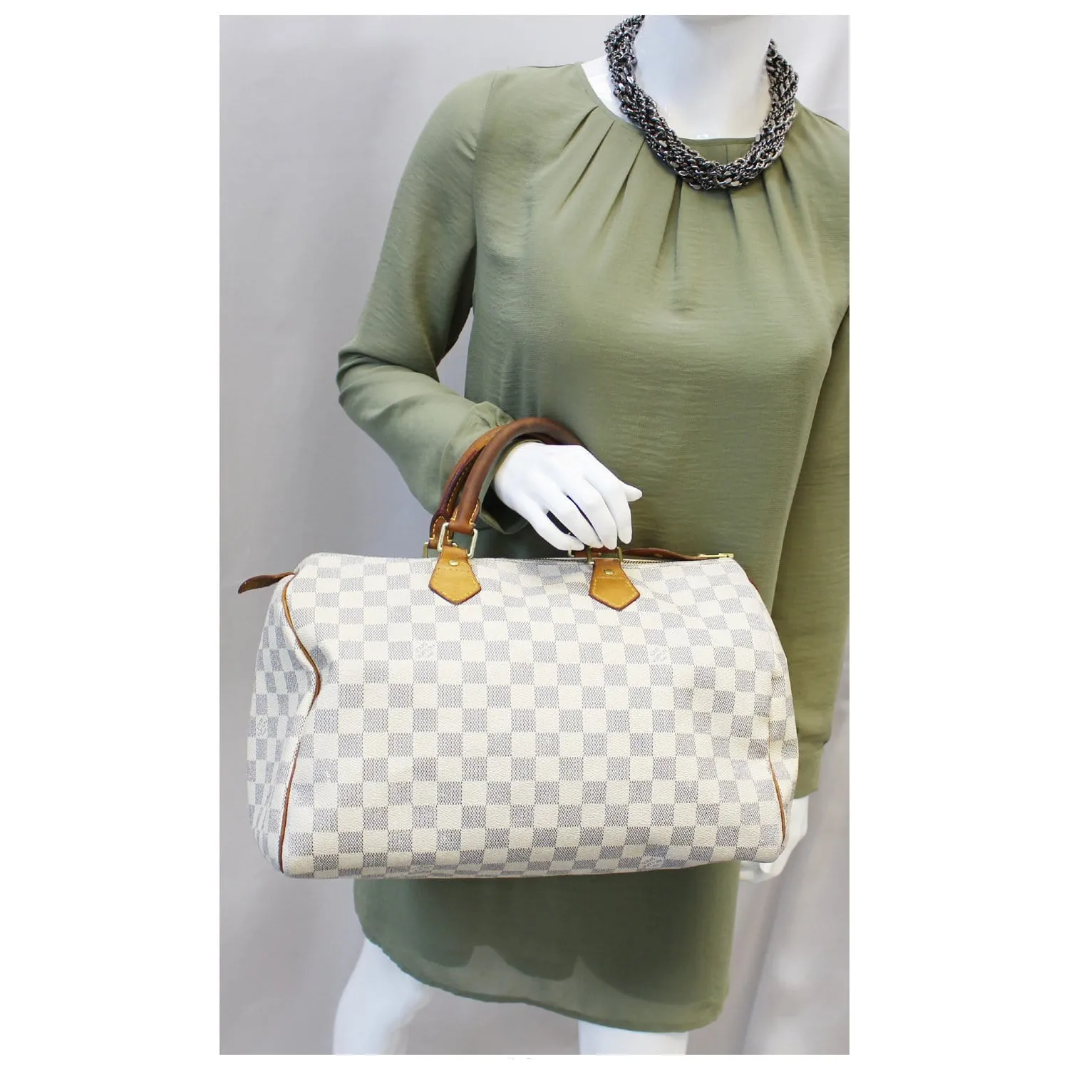 LOUIS VUITTON Speedy 35 Damier Azur Satchel Bag