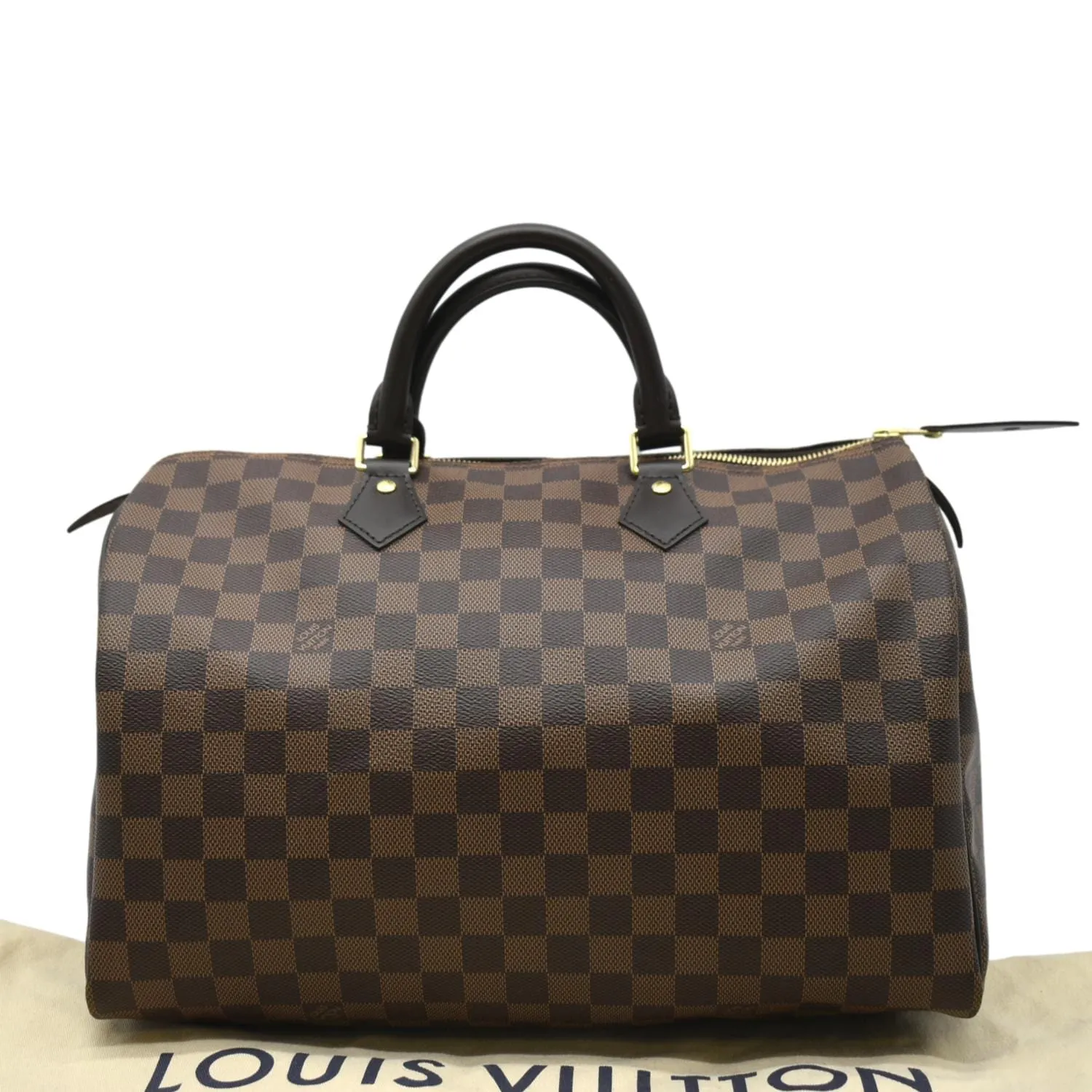 LOUIS VUITTON Speedy 35 Damier Ebene Satchel Bag Brown