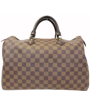 LOUIS VUITTON Speedy 35 Damier Ebene Satchel Bag Brown