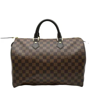 LOUIS VUITTON Speedy 35 Damier Ebene Satchel Bag Brown