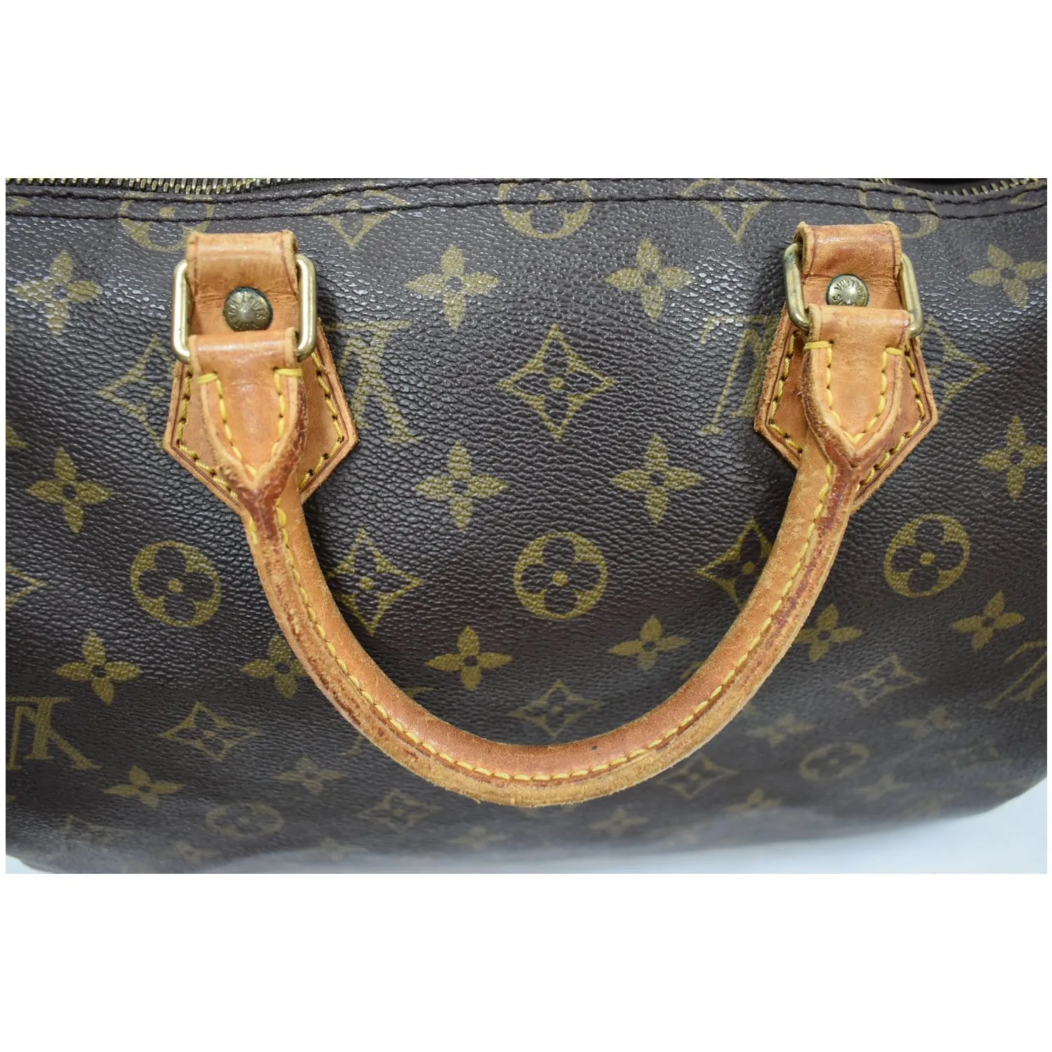 LOUIS VUITTON Speedy 35 Monogram Canvas Satchel Bag Brown