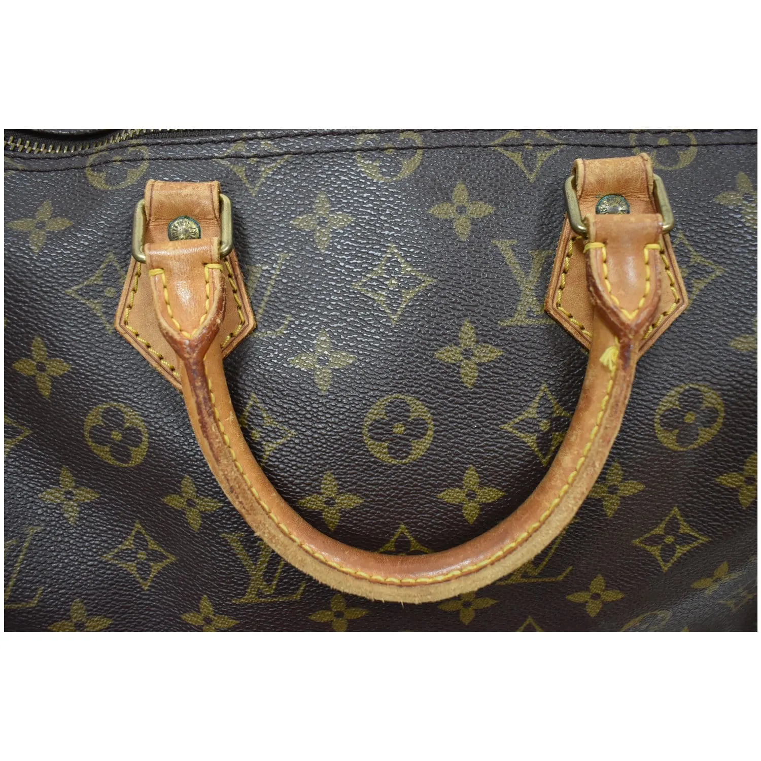 LOUIS VUITTON Speedy 35 Monogram Canvas Satchel Bag Brown