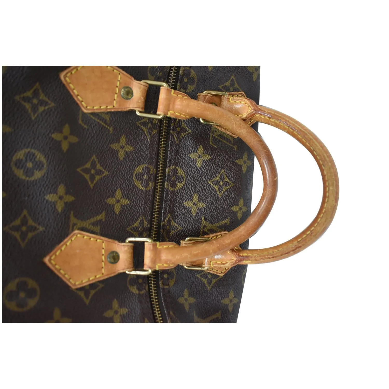 LOUIS VUITTON Speedy 35 Monogram Canvas Satchel Bag Brown