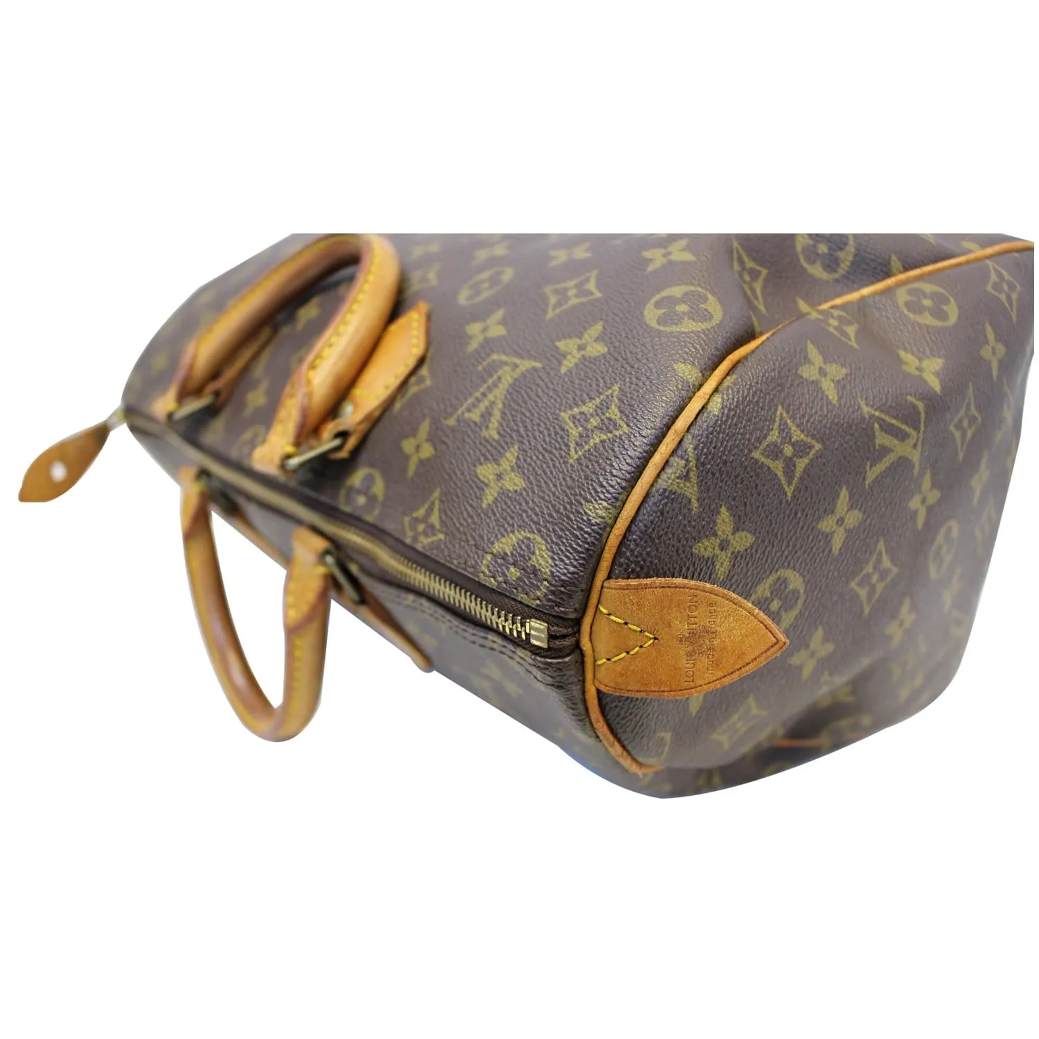 LOUIS VUITTON Speedy 35 Monogram Canvas Satchel Bag Brown