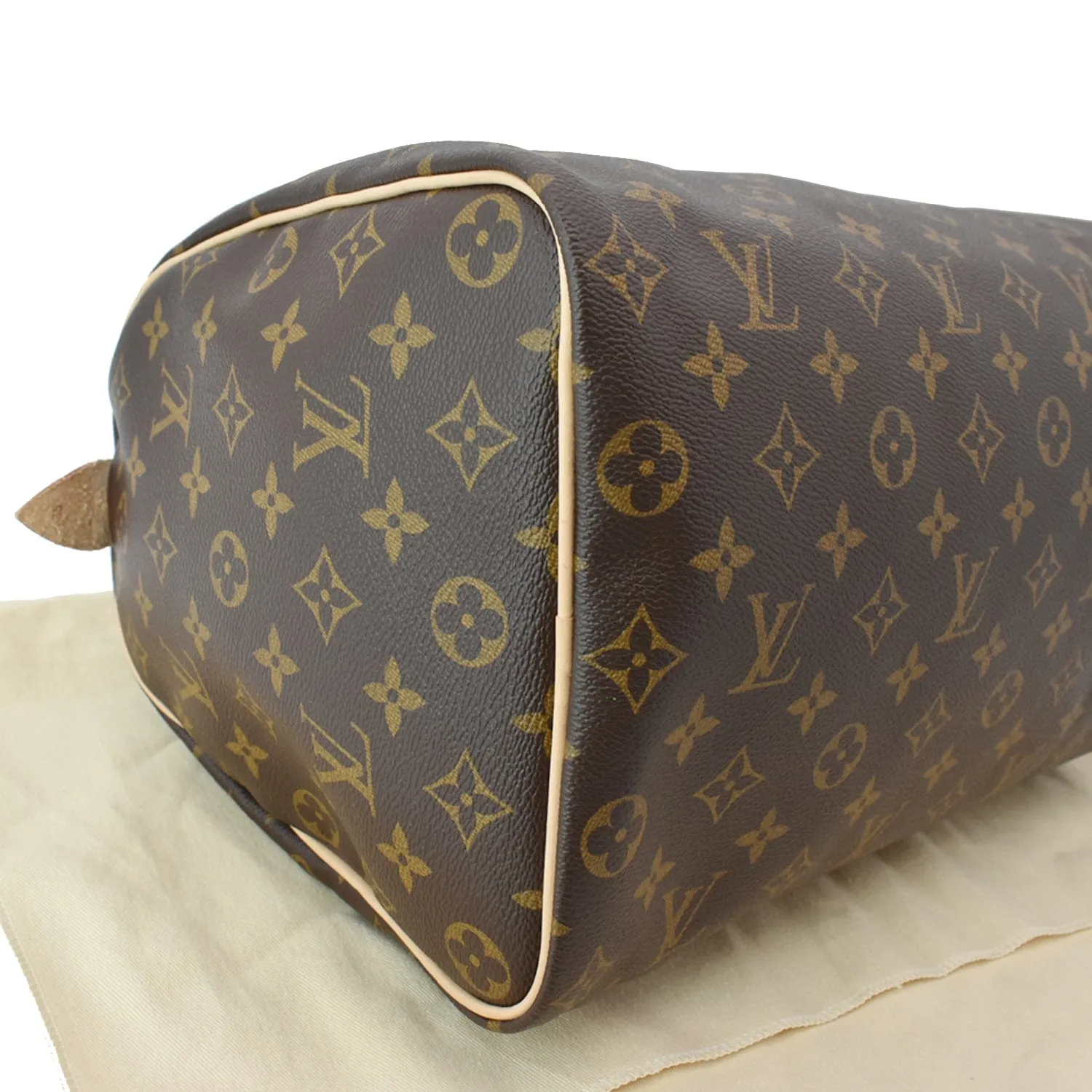 LOUIS VUITTON Speedy 35 Monogram Canvas Satchel Bag Brown