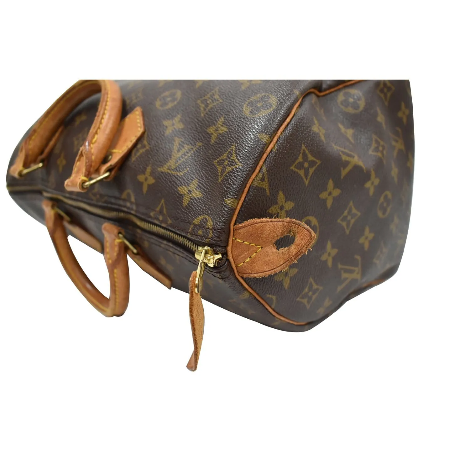 LOUIS VUITTON Speedy 35 Monogram Canvas Satchel Bag Brown