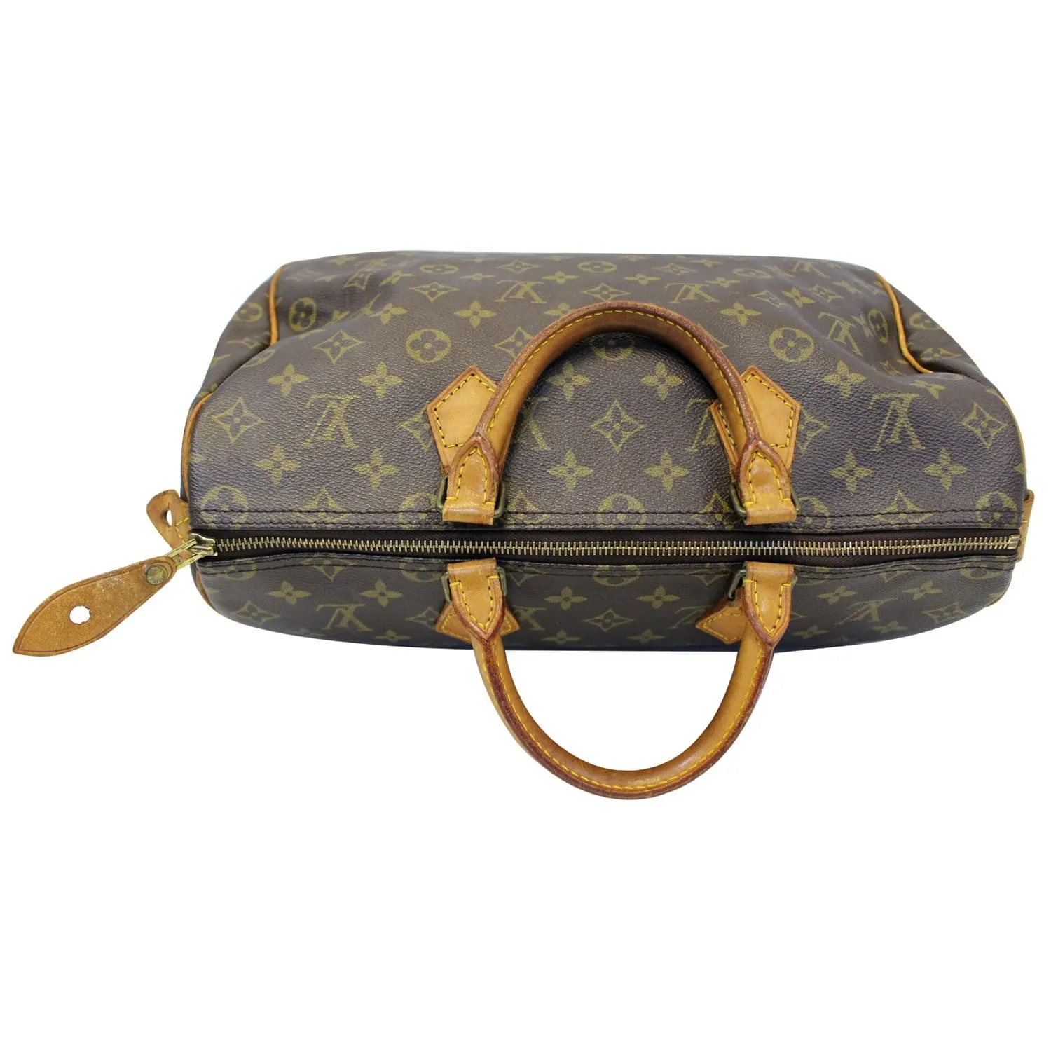 LOUIS VUITTON Speedy 35 Monogram Canvas Satchel Bag Brown