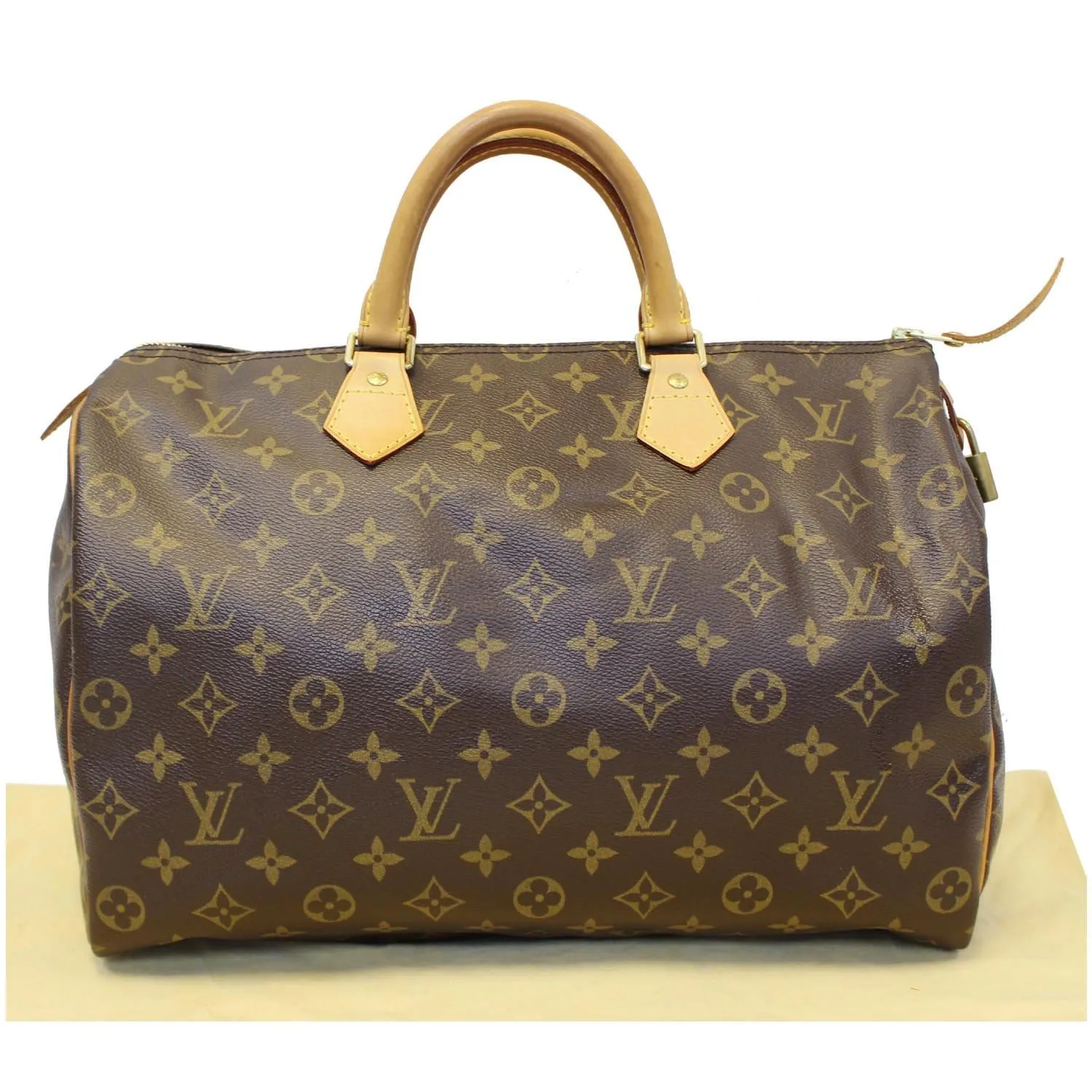 LOUIS VUITTON Speedy 35 Monogram Canvas Satchel Bag Brown
