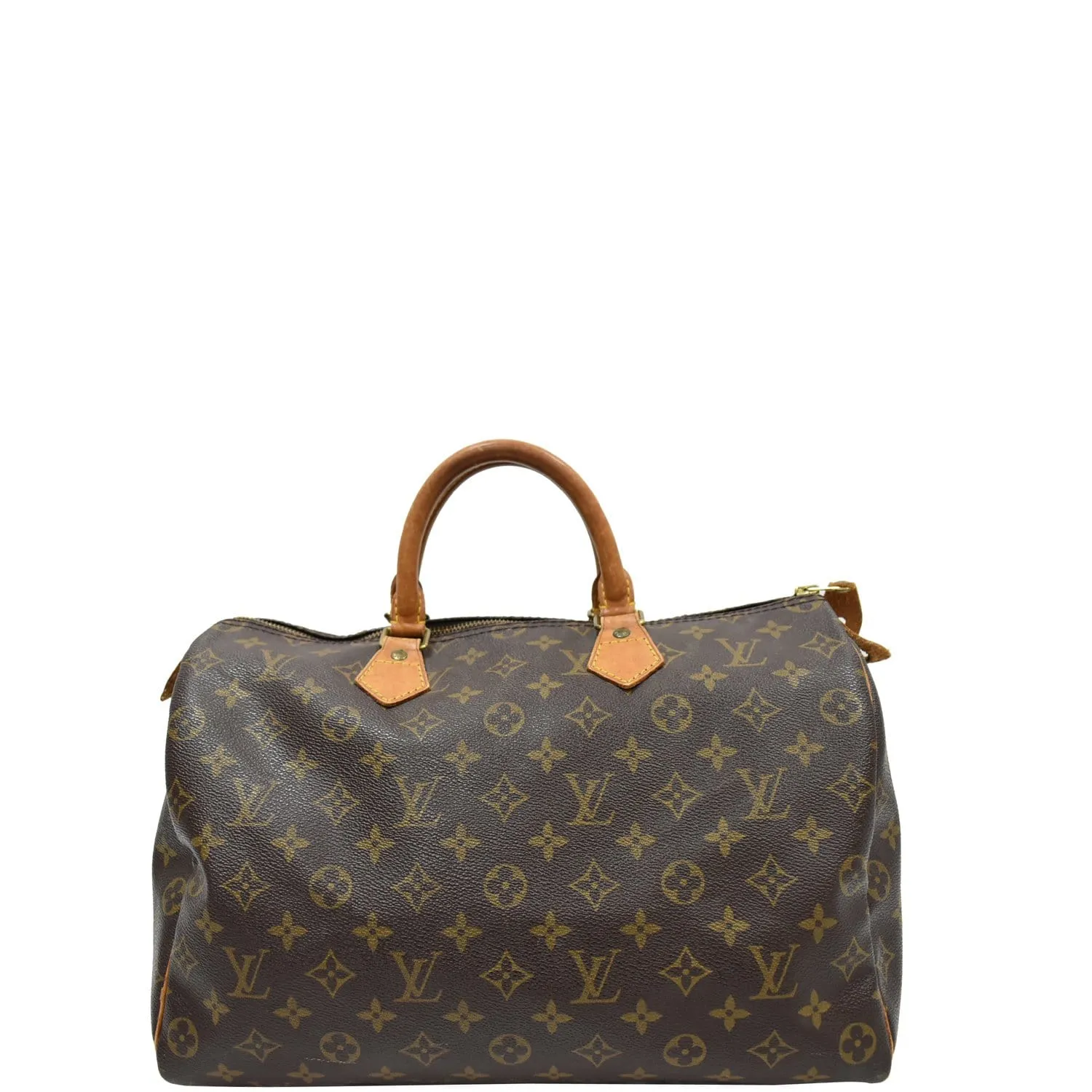 LOUIS VUITTON Speedy 35 Monogram Canvas Satchel Bag Brown