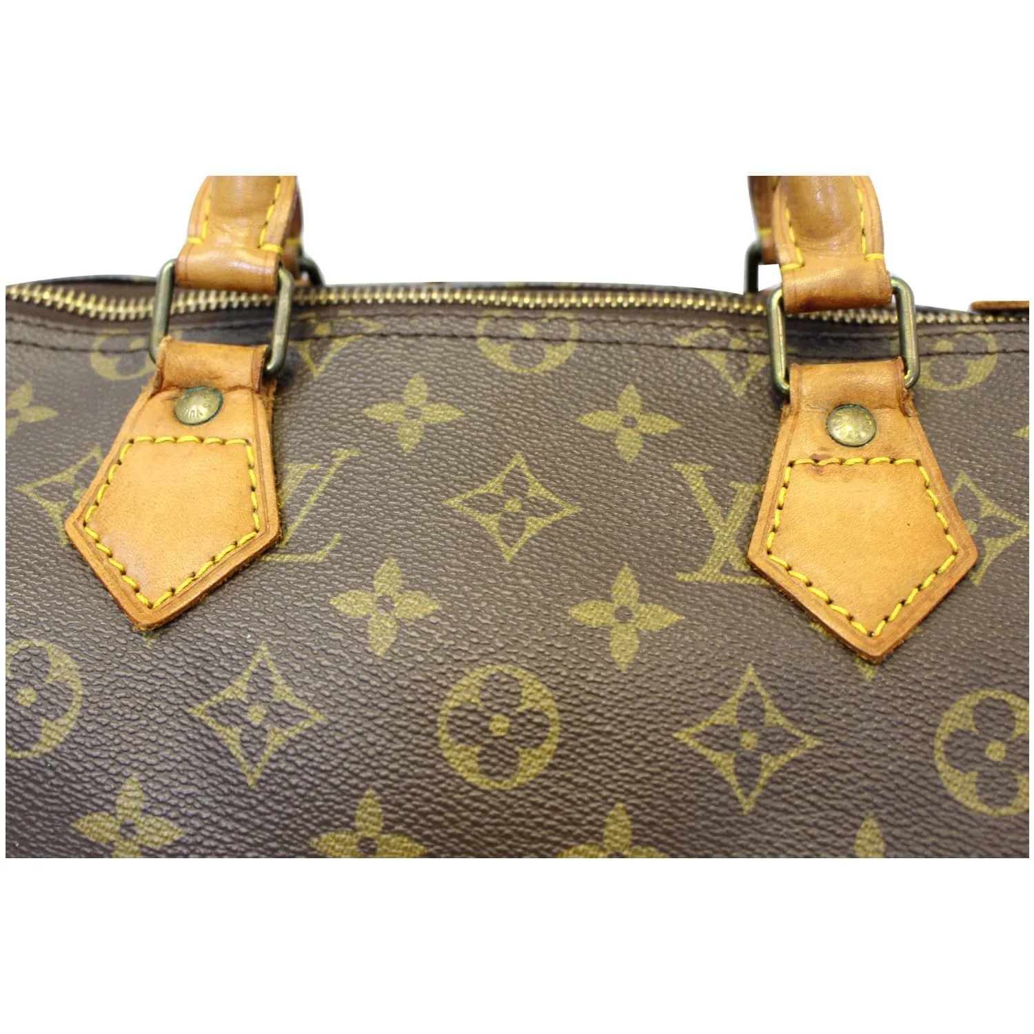 LOUIS VUITTON Speedy 35 Monogram Canvas Satchel Bag Brown