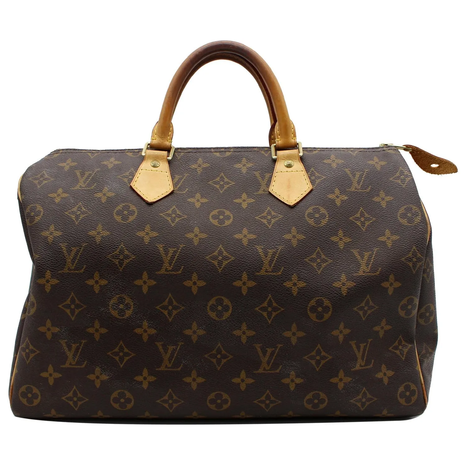 LOUIS VUITTON Speedy 35 Monogram Canvas Satchel Bag Brown