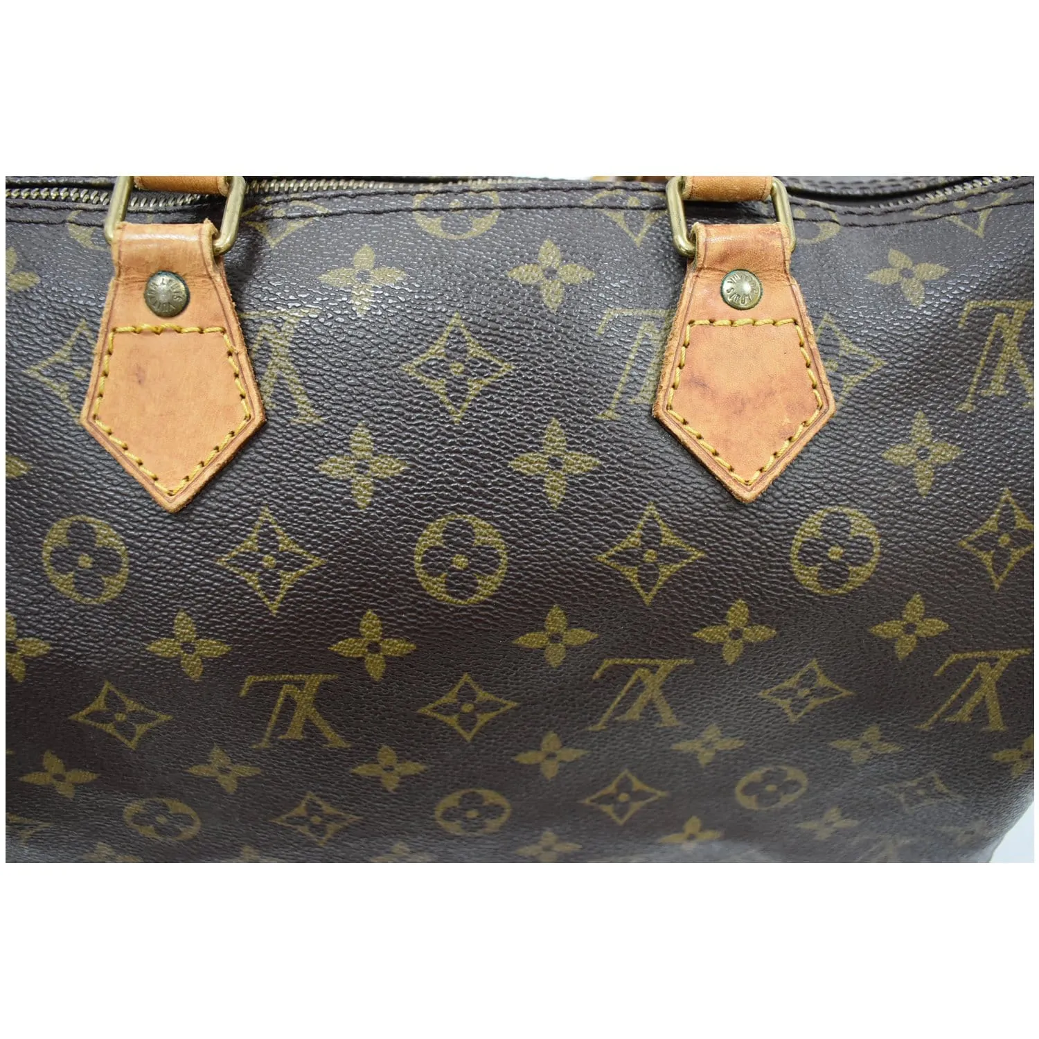 LOUIS VUITTON Speedy 35 Monogram Canvas Satchel Bag Brown