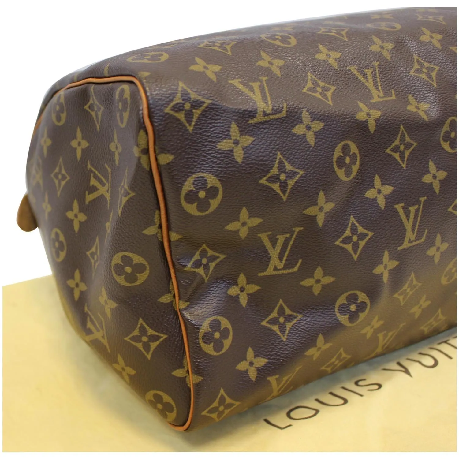 LOUIS VUITTON Speedy 35 Monogram Canvas Satchel Bag Brown