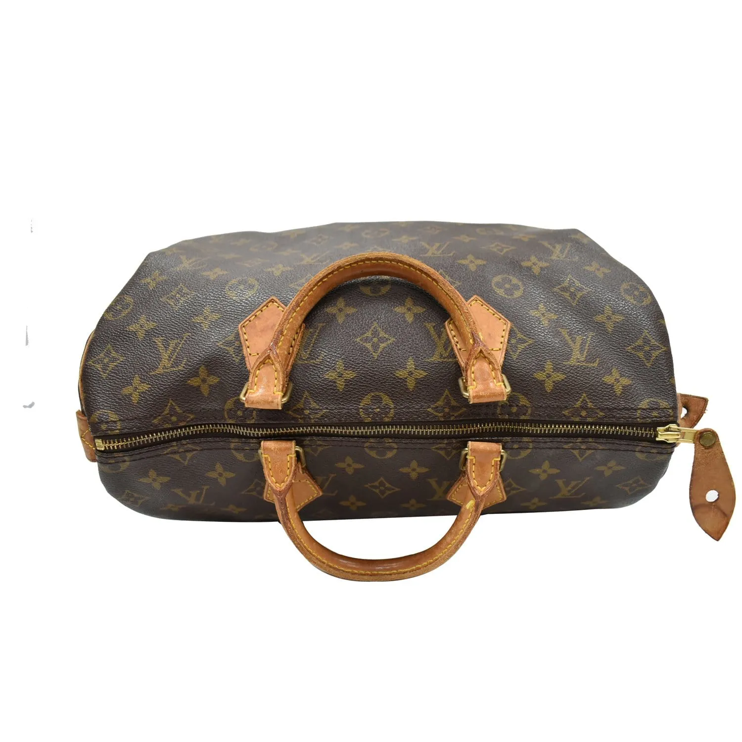 LOUIS VUITTON Speedy 35 Monogram Canvas Satchel Bag Brown