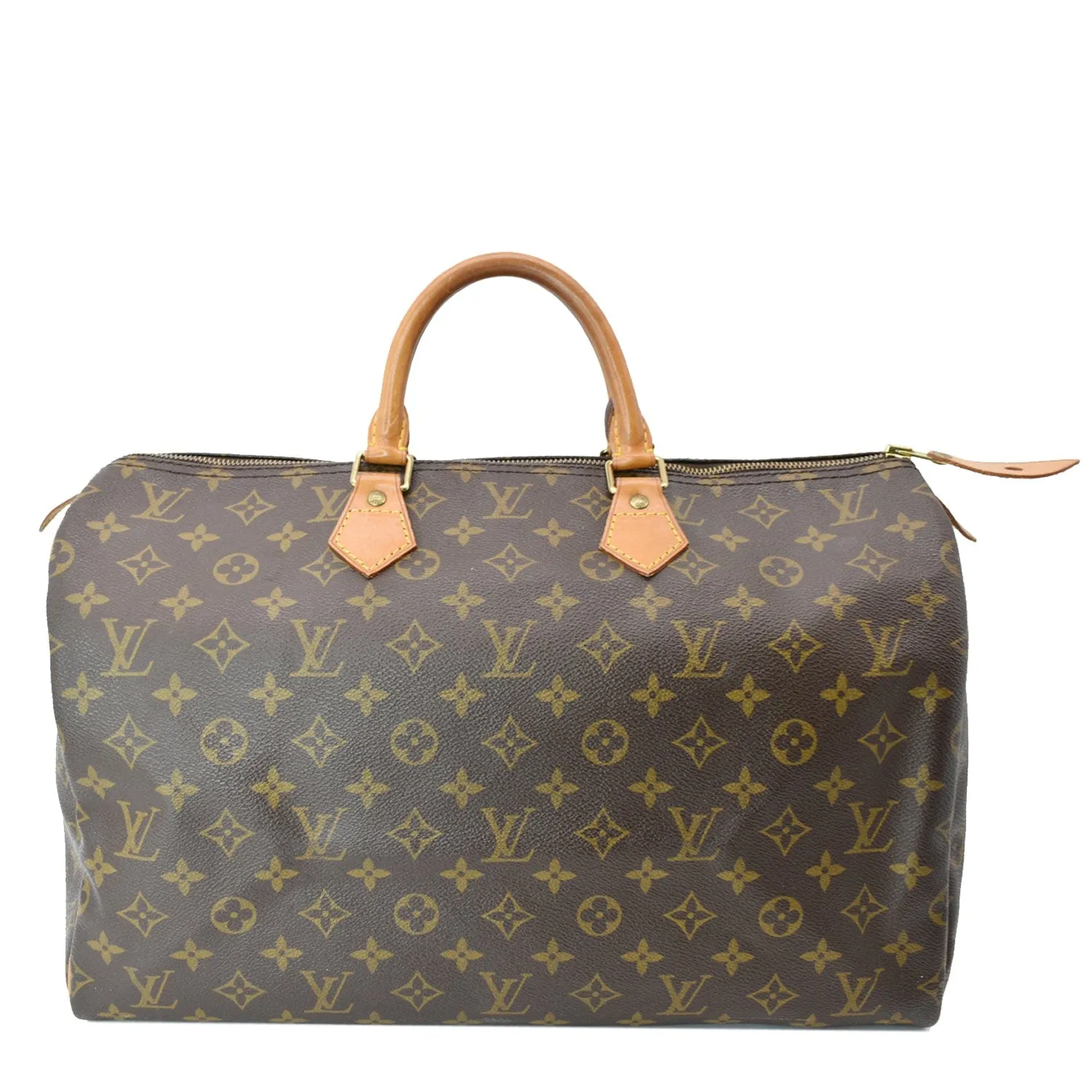 LOUIS VUITTON Speedy 40 Monogram Canvas Satchel Bag Brown