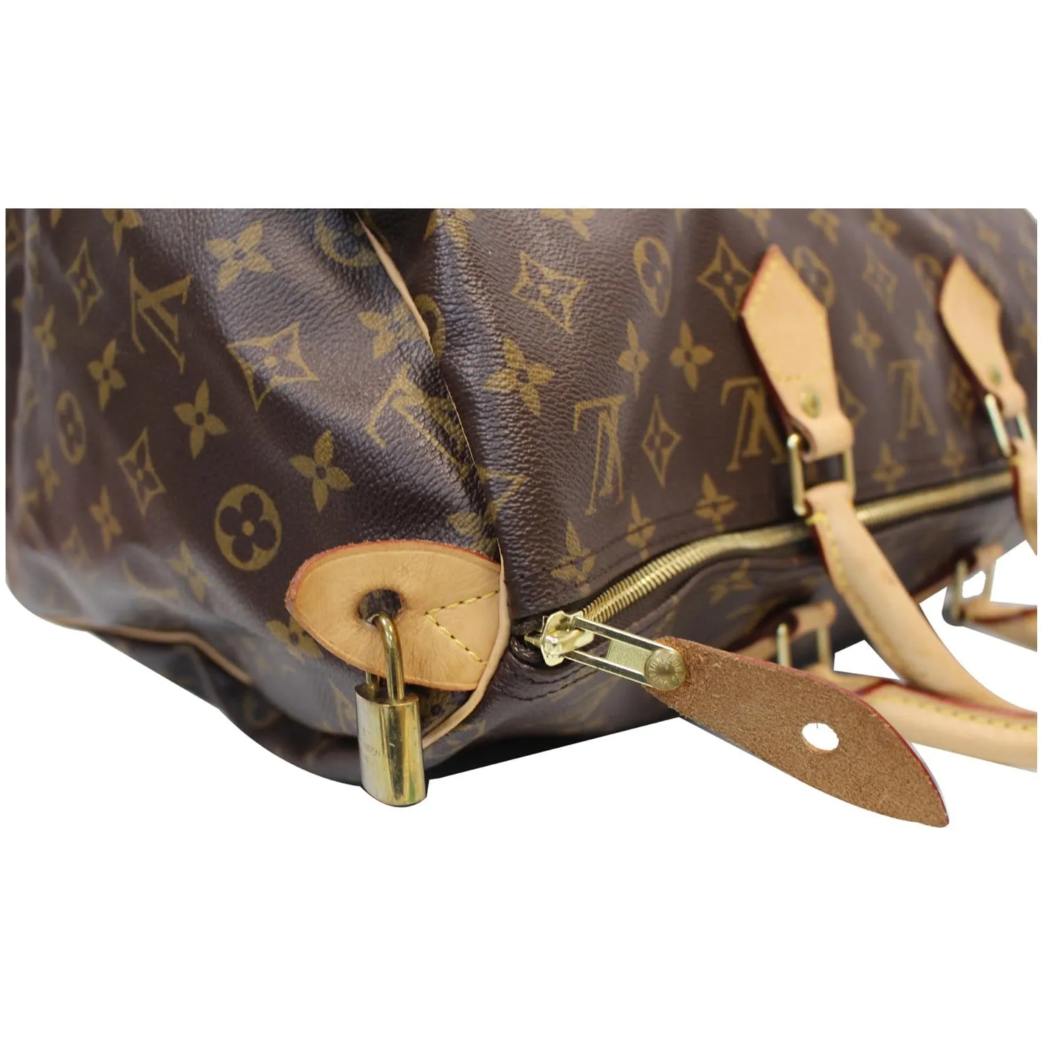 LOUIS VUITTON Speedy 40 Monogram Canvas Satchel Bag Brown