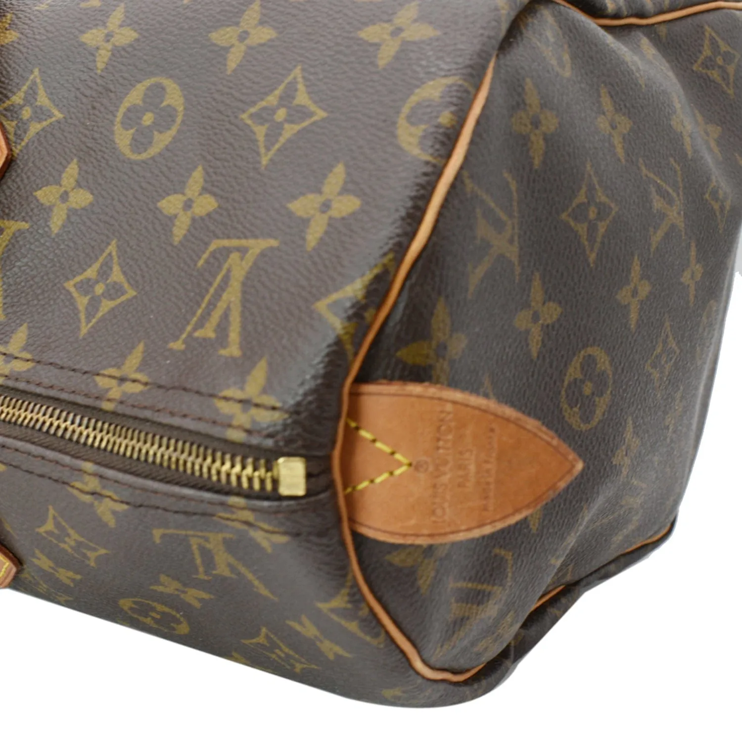 LOUIS VUITTON Speedy 40 Monogram Canvas Satchel Bag Brown