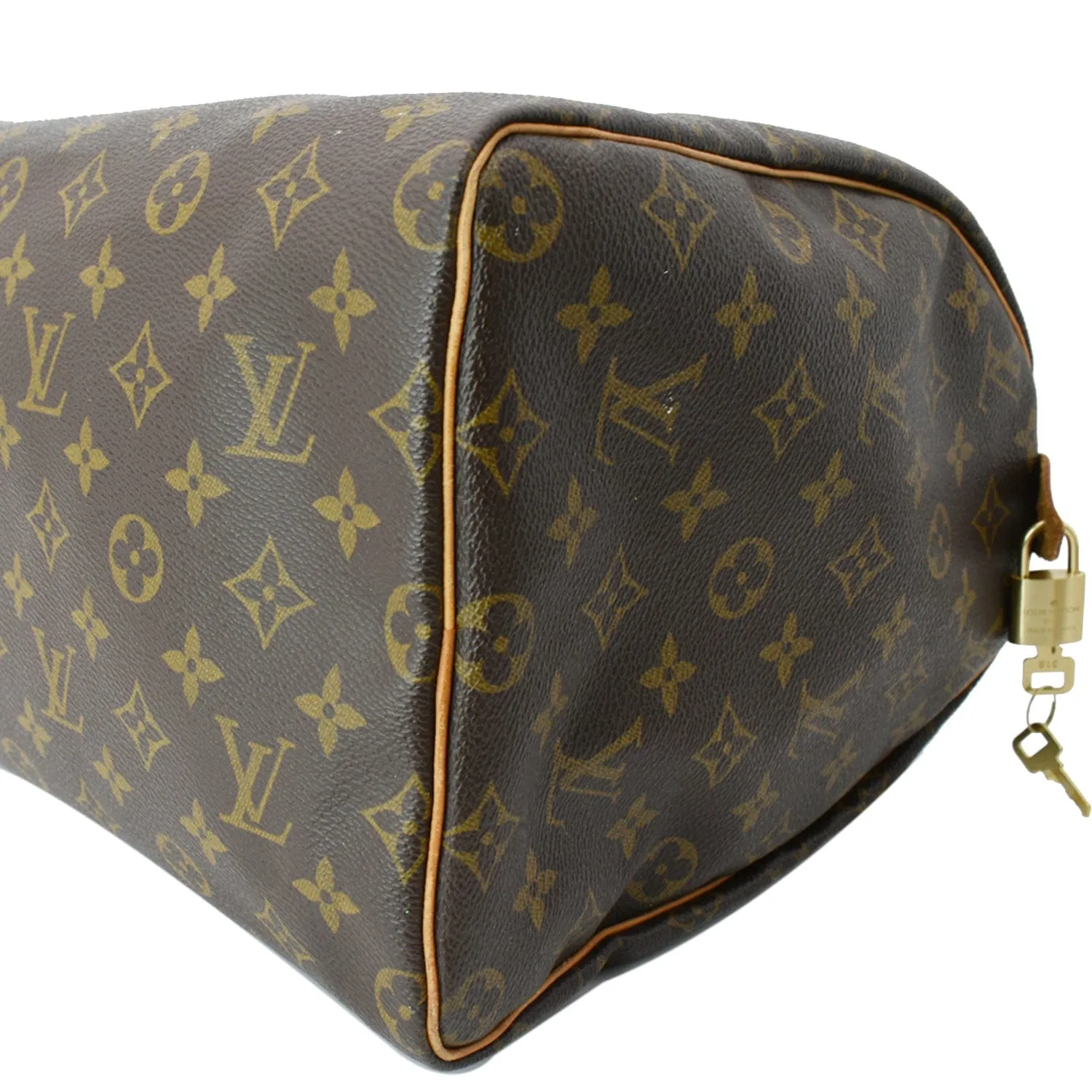 LOUIS VUITTON Speedy 40 Monogram Canvas Satchel Bag Brown