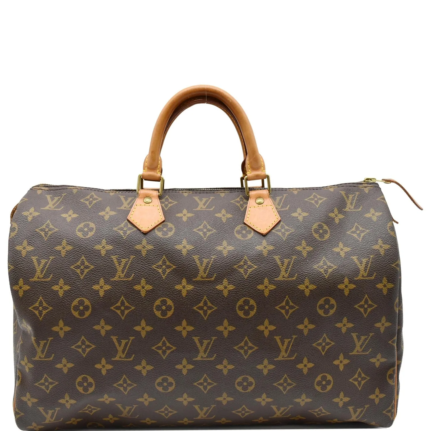 LOUIS VUITTON Speedy 40 Monogram Canvas Satchel Bag Brown