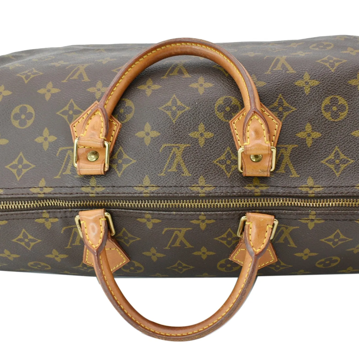 LOUIS VUITTON Speedy 40 Monogram Canvas Satchel Bag Brown