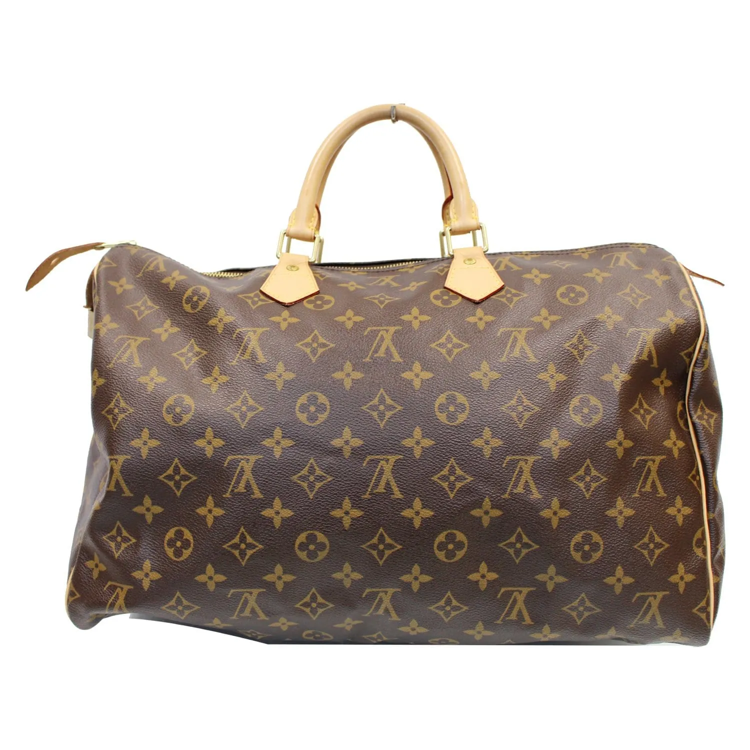 LOUIS VUITTON Speedy 40 Monogram Canvas Satchel Bag Brown