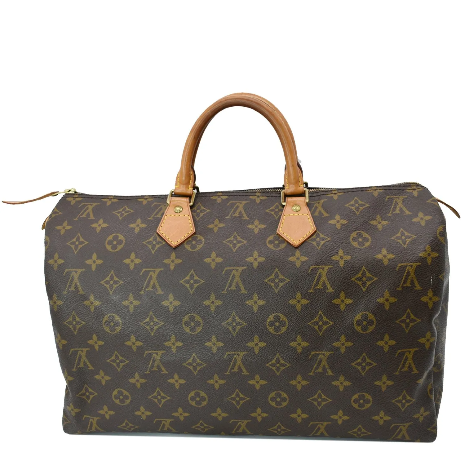 LOUIS VUITTON Speedy 40 Monogram Canvas Satchel Bag Brown