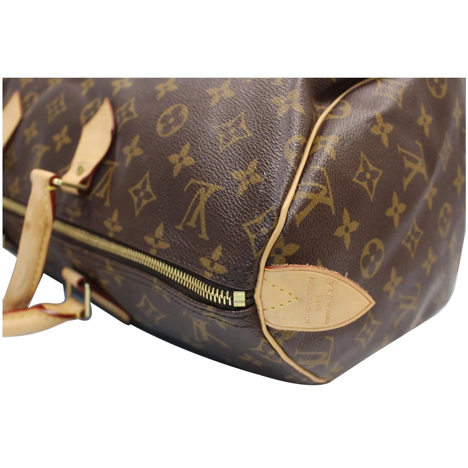 LOUIS VUITTON Speedy 40 Monogram Canvas Satchel Bag Brown