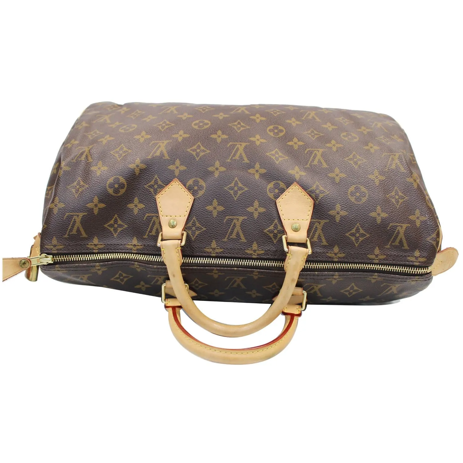 LOUIS VUITTON Speedy 40 Monogram Canvas Satchel Bag Brown