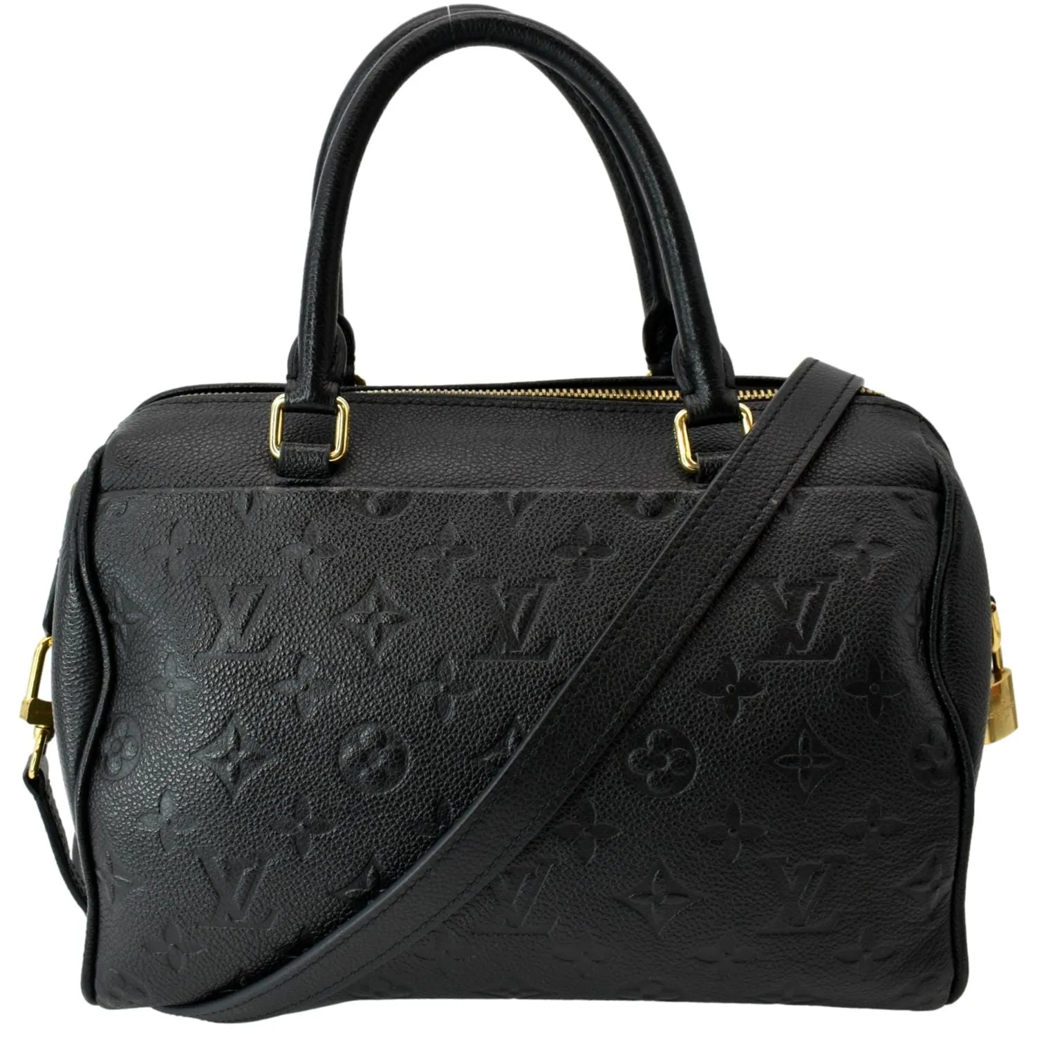 LOUIS VUITTON Speedy Bandouliere 25 Empreinte Leather  Shoulder Bag Black