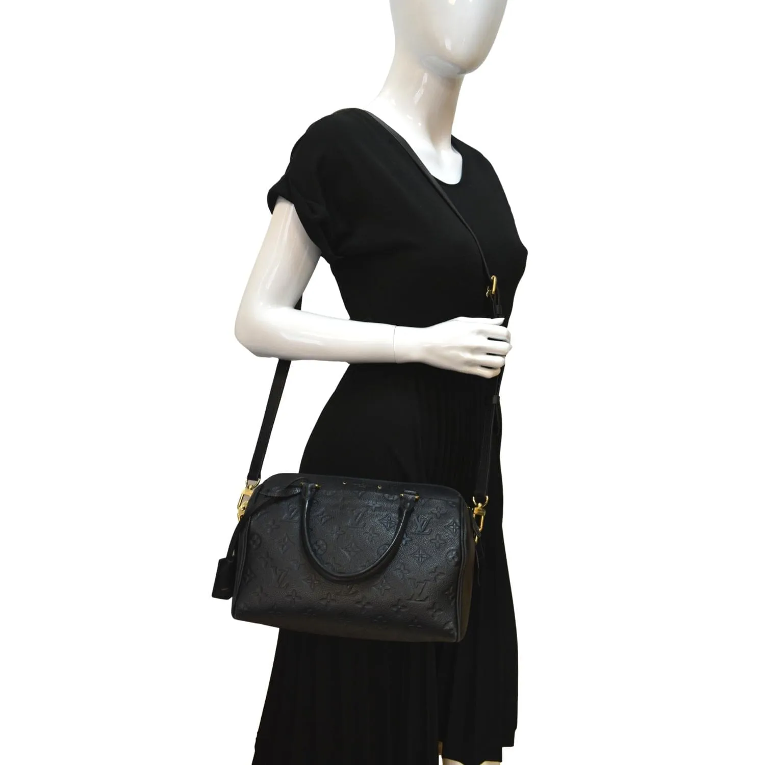 LOUIS VUITTON Speedy Bandouliere 25 Empreinte Leather  Shoulder Bag Black
