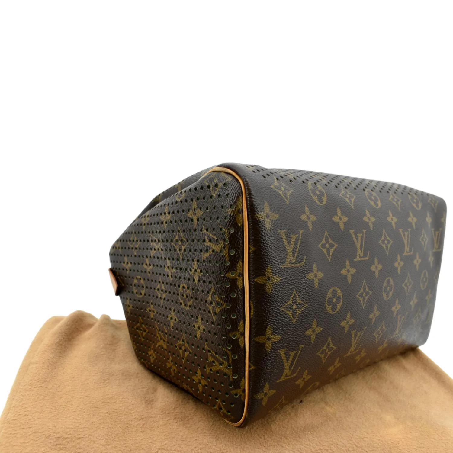 LOUIS VUITTON Speedy Monogram Perforated Satchel Bag Brown